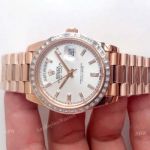Swiss 2836 Rolex DayDate II Rose Gold Silver Replica Watch - New Upgrade